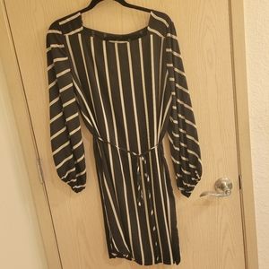 LOFT Striped Wrap Dress, Size M